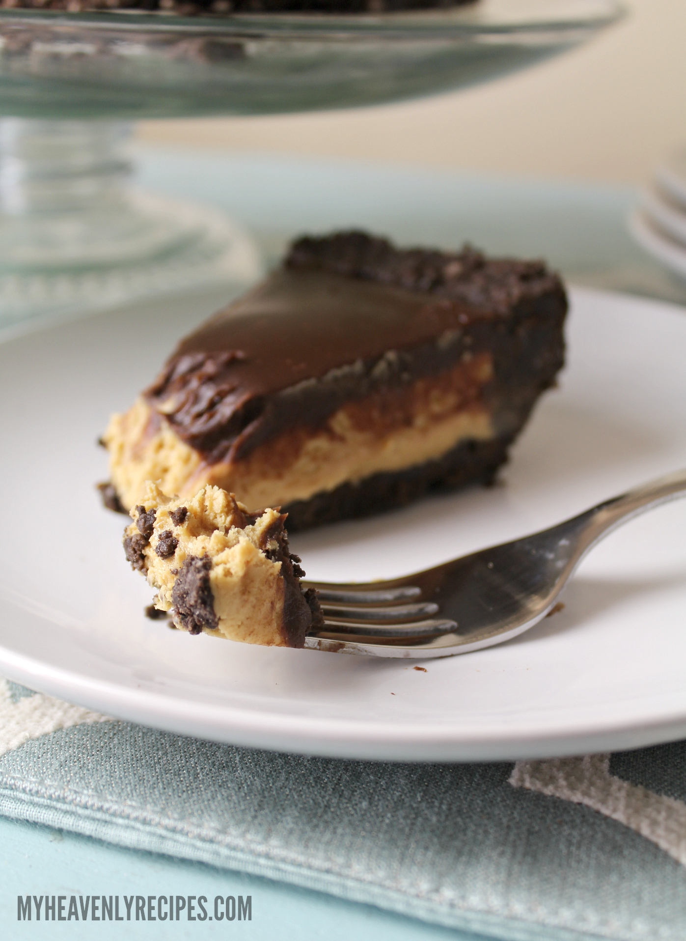 No Bake Peanut Butter Pie with Chocolate Ganache