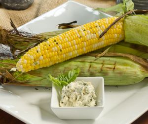 Grilled Corn on the Cob with Basil Butter