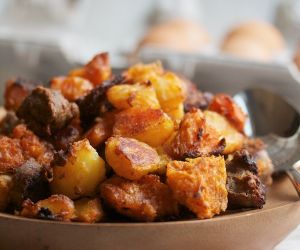 Baked Sweet Potato & Andouille Hash Browns