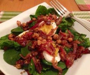 Spinach Salad with Warm Candied Bacon Dressing