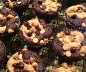 Chocolate Peanut Butter Layered Cupcakes