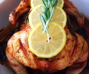 Simple Lemon Horseradish Rosemary Roast Chicken