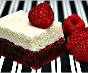 Red Velvet Brownies with White Chocolate Frosting