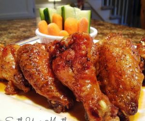 Crispy Baked Chicken Wings with Sweet Asian Hot Wing Sauce