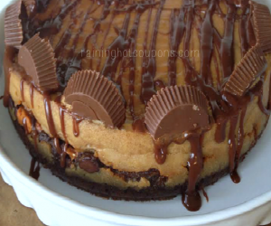 Peanut Butter Cup Brownie Bottom Cheesecake