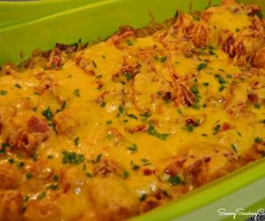 Cheesy Tater Tot Sausage & Bacon Casserole