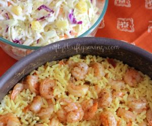 Caribbean Shrimp Rice & Pineapple Slaw