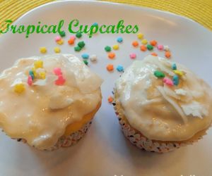 Skinny Tropical Pineapple Coconut Cupcakes