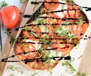 Roasted Garlic Caprese Flatbread