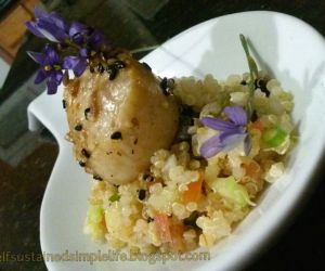 Sesame Crusted Scallops with Quinoa