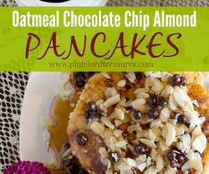 Oatmeal Chocolate Chip Almond Pancakes