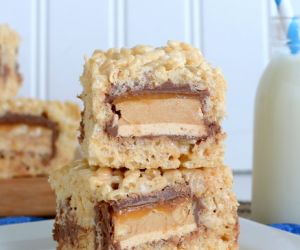 Candy Bar Stuffed Rice Krispie Treats