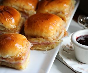 Warm Ham & Cheese Party Rolls