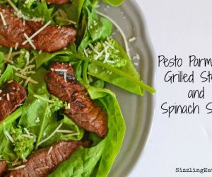 Pesto Parmesan Grilled Steak Spinach Salad