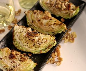 Roasted Cabbage Wedges with Crunchy Walnuts