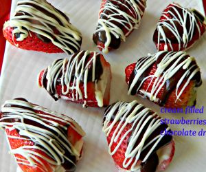 Cheesecake Filled Strawberries with White & Dark Chocolate