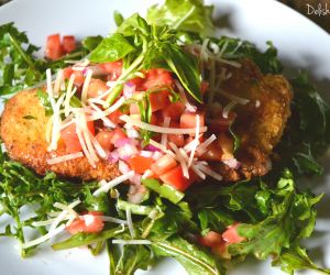 Chicken Milanese with Bruschetta & Arugula