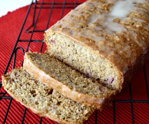 Strawberry Banana Bread with Lemon Glaze