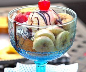 Grilled Banana Split Pound Cake