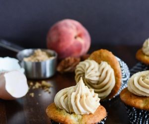 White Peach Cupcakes with Brown Sugar Frosting