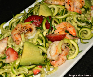 Shrimp Avocado & Strawberries with Zoodles