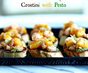 Peach Shrimp Crostini Pesto