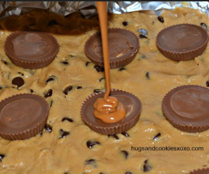 Reeses Caramel Stuffed Cookie Bars