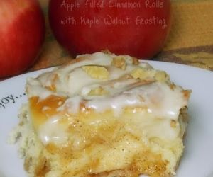 Apple Filled Cinnamon Rolls with Maple Frosting