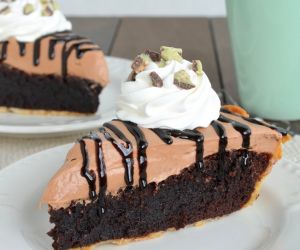 Andes Mint Cheesecake Brownie Pie