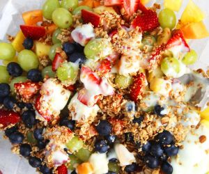 Easy Key Lime Honey Almond Granola Fruit Salad