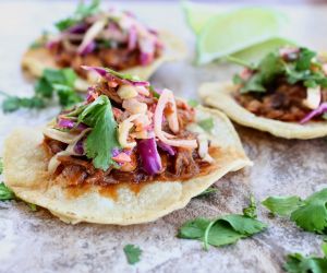 Pulled Pork Tostados with Spicy Chipotle Coleslaw