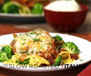 Chicken Parmesan with Linguine & Broccoli