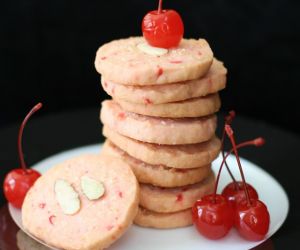 Cherry Almond Coconut Shortbread Cookies