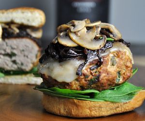 Turkey Burgers with Caramelized Onions & Mushrooms