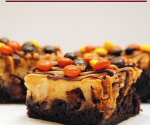 Ultimate Reeses Cheesecake Brownie Bars