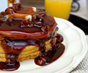 Pumpkin Pancakes with Pecan Maple Syrup