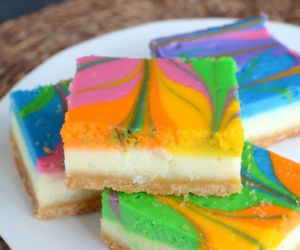 Rainbow Vanilla Cheesecake Bars