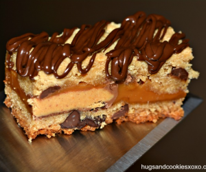 Reeses Caramel Stuffed Cookie Bars