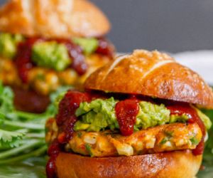 Corn Fritter Sliders with Avocado & Pretzel Buns