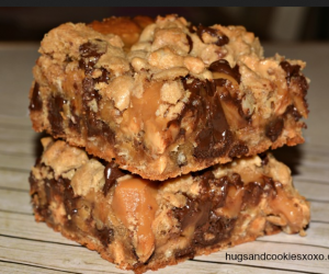 Toffee Peanut Butter Caramel Cookie Bars