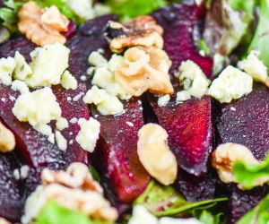 Red Wine Poached Pear Gorgonzola Salad