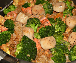 Fried Rice with Scallops & Salmon