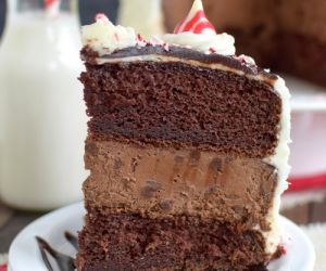 Candy Cane Chocolate Cheesecake Cake