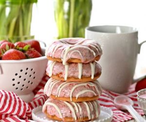 Strawberries and Cream Cake Mix Donuts