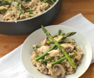 Chicken Mushroom Rice Skillet with Asparagus