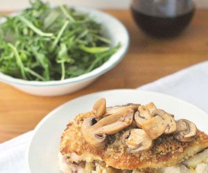 Chicken Marsala with Parmesan and Panko Bread Crumbs Topping