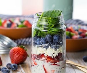 Red White and Blue Mason Jar Salad