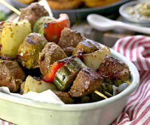 Steak Skewers with Cilantro Pesto