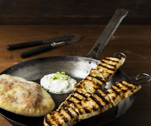 Souvlaki with pita and tzatziki