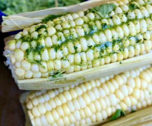 Slow Cooker Corn on the Cob with cilanto-lime butter